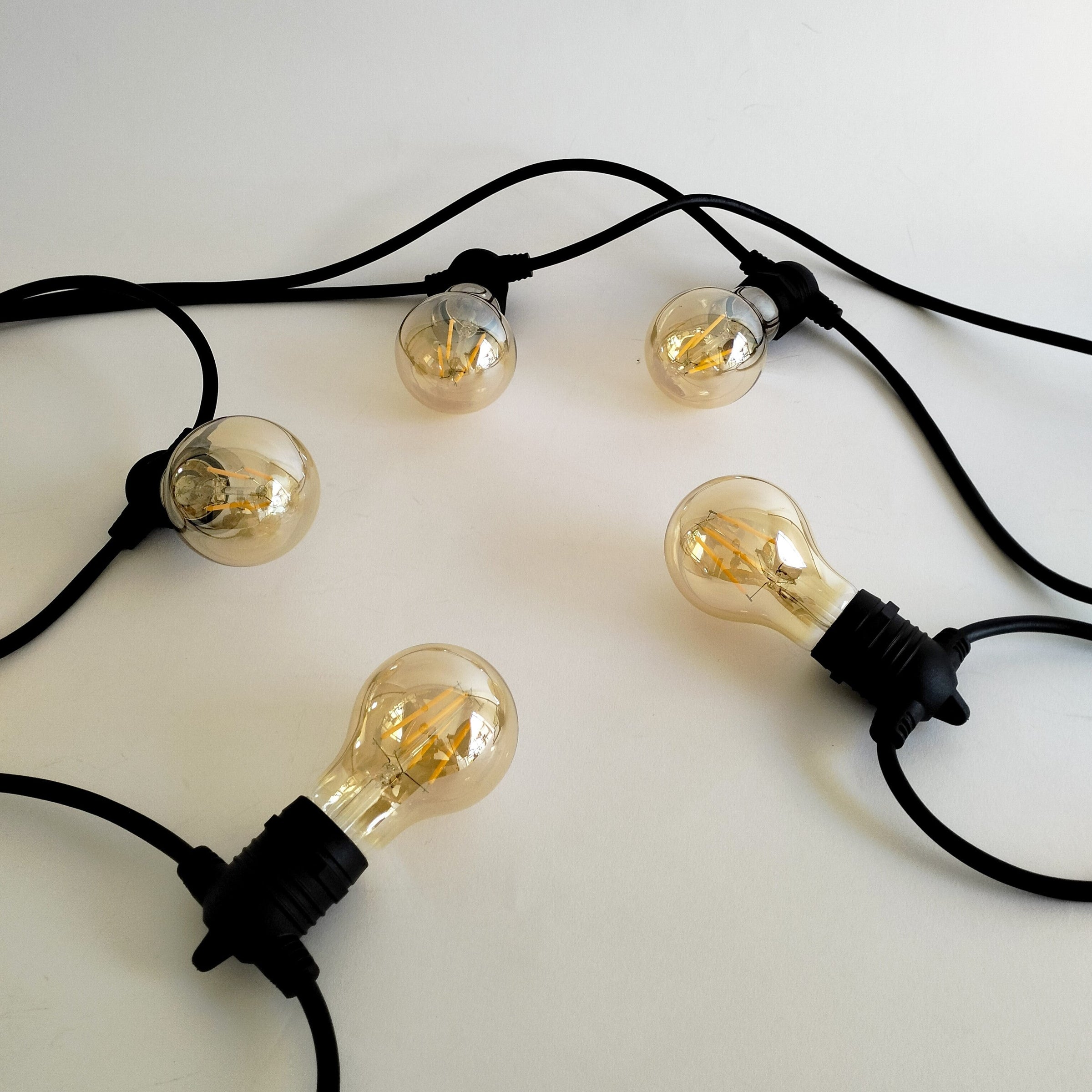 Connectable Festoon Lights | 100cm Spaced Bulbs | Flush Mount