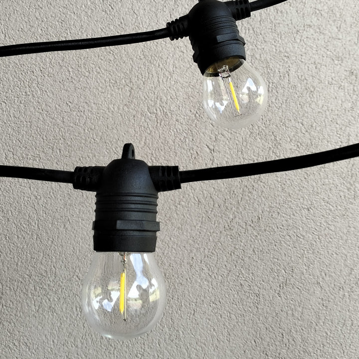 G45 Glass Blub Festoon Lights | 10m 20 Bulbs | Flush Mount