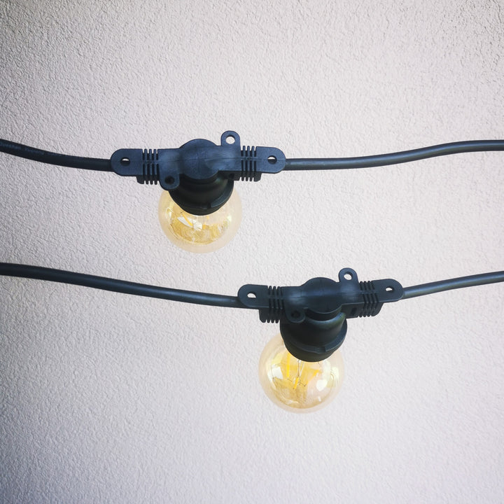 A19 Amber Bulb Festoon Lights | 10m 10 Bulbs | Flat Flush Mount