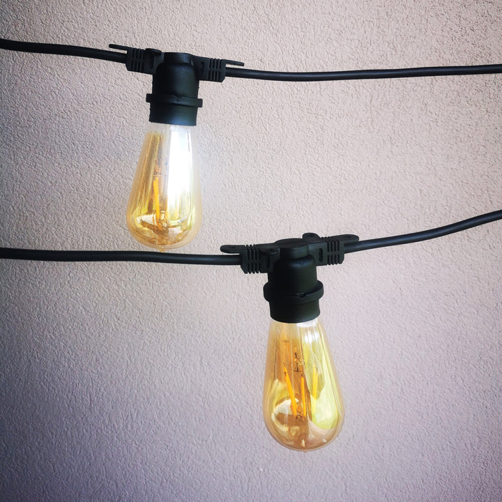 ST58 Amber Bulb Festoon Lights | 10m 10 Bulbs | Flat Flush Mount