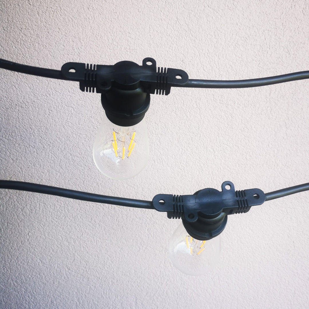 ST58 Clear Bulb Festoon Lights | 10m 10 Bulbs | Flat Flush Mount