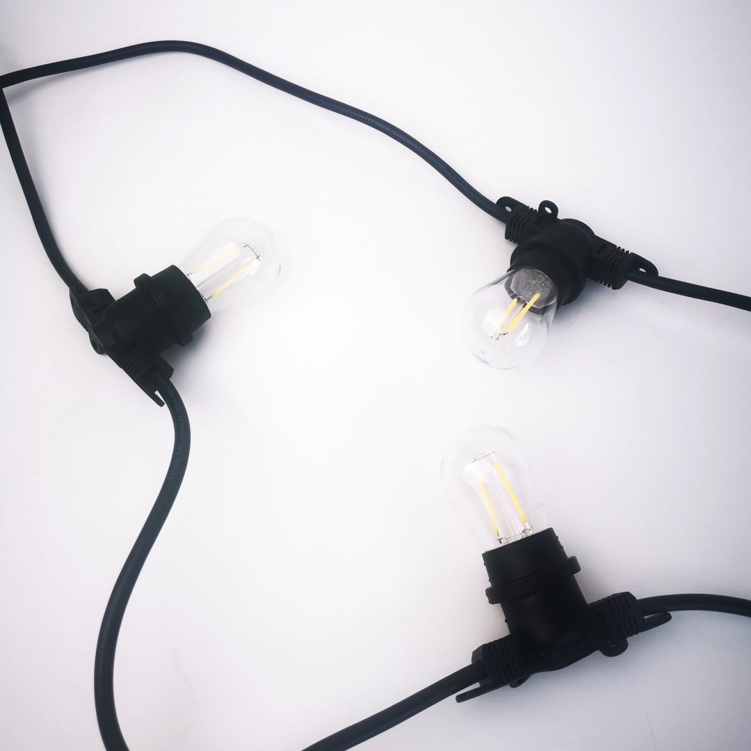 S14 Bulb Festoon Lights | 10m 10 Bulbs | Flat Flush Mount