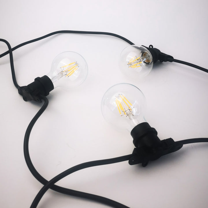 G80 Clear Bulb Festoon Lights | 10m 10 Bulbs | Flat Flush Mount