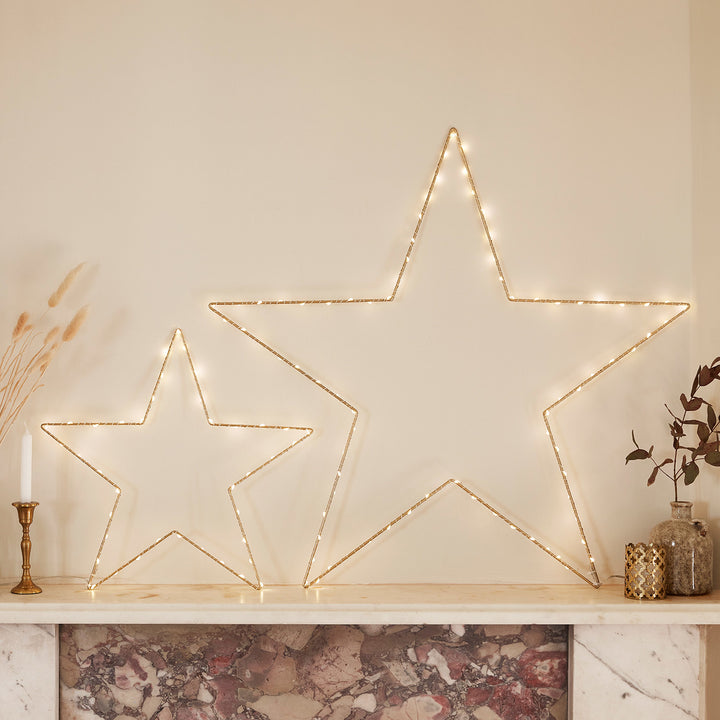 Small & Large Gold Star Fairy Lights | USB | Decorative Indoor